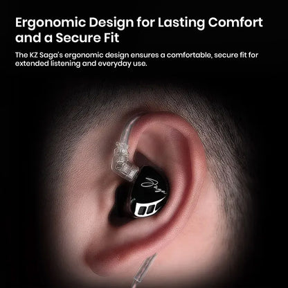 KZ Saga Inner Magnetic Dynamic Driver in ear monitor comfortable fit