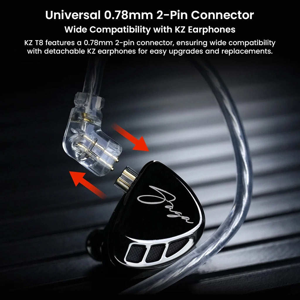 KZ- T8 8-Level Tuning Silver-Plated Upgrade Cable For IEM