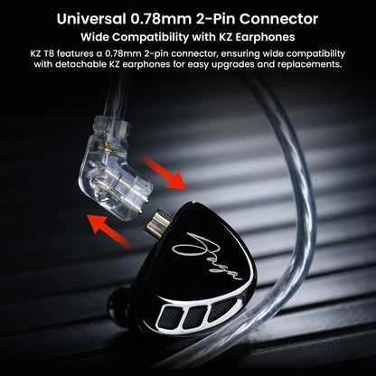 KZ- T8 8-Level Tuning Silver-Plated Upgrade Cable For IEM