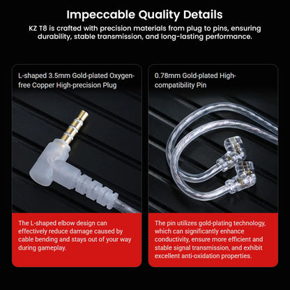 KZ- T8 8-Level Tuning Silver-Plated Upgrade Cable For IEM