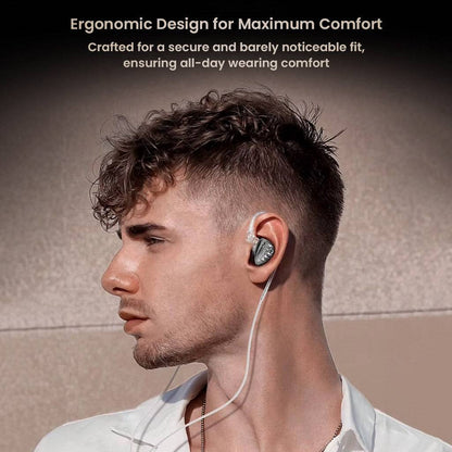 KZ ZA12 4BA+2DD Drivers Hybrid In Ear Monitor with ergonomic design for maximum comfort. Secure fit ensures all-day wearing ease and stability.