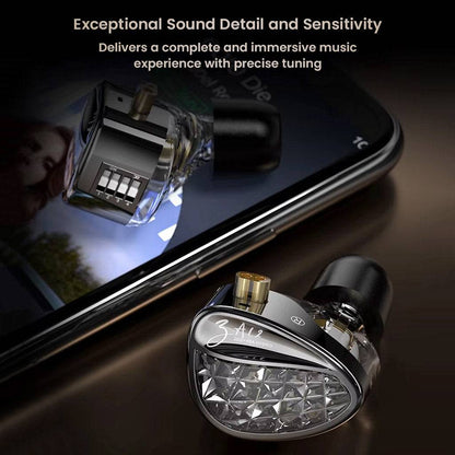 KZ ZA12 4BA+2DD Drivers Hybrid In Ear Monitor with tuning switch, featuring a stylish transparent design and premium sound quality for audiophiles.
