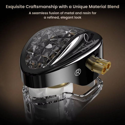 KZ ZA12 4BA+2DD Hybrid In Ear Monitor featuring a unique material blend with a metal and resin fusion for an elegant design and superior audio quality.