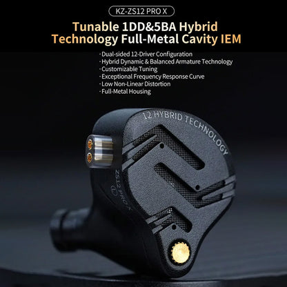 KZ ZS12 ProX 1DD + 5BA Mic IEM 