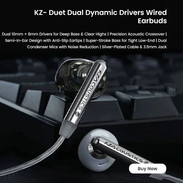 Kz  duet dual dynamic drivers wired earbuds for mobile