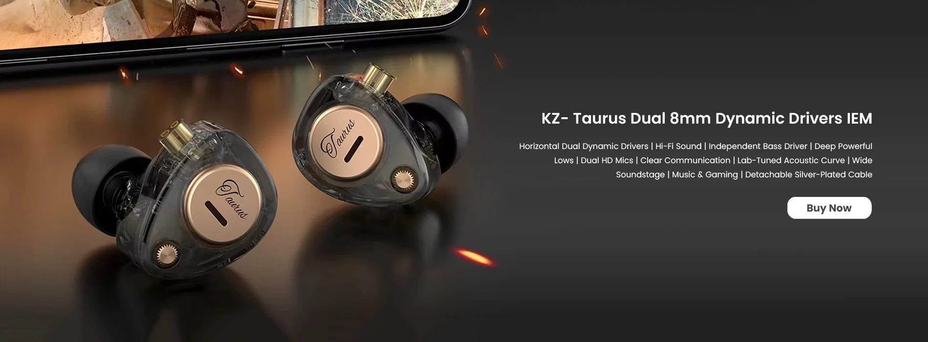 KZ- Taurus Dual 8mm Dynamic Drivers IEM