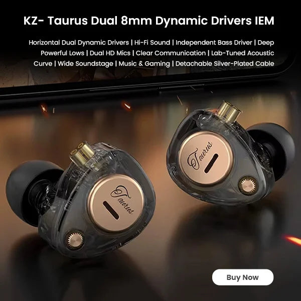 KZ- Taurus Dual 8mm Dynamic Drivers IEM