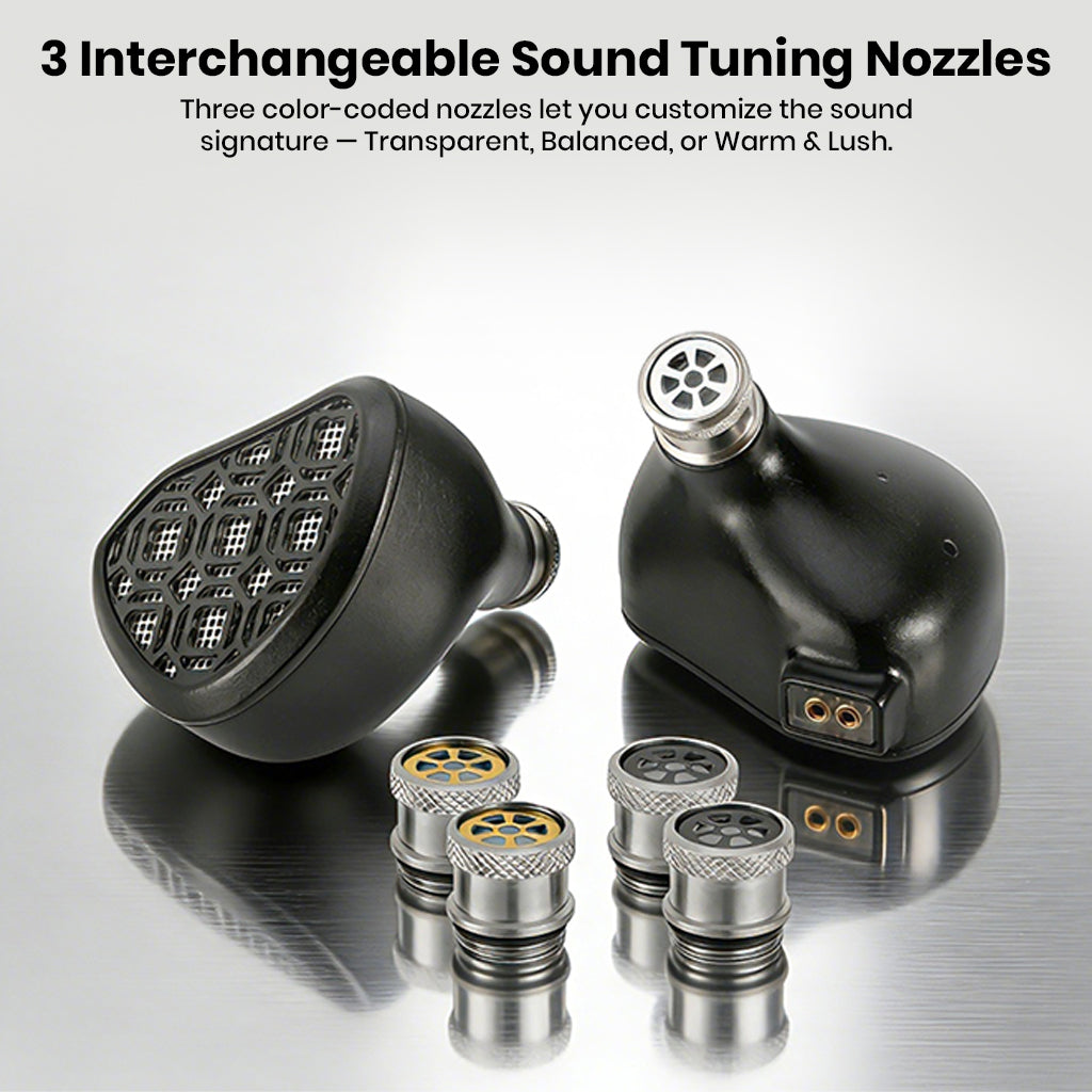 Interchangeable sound tuning nozzles for in-ear monitors
