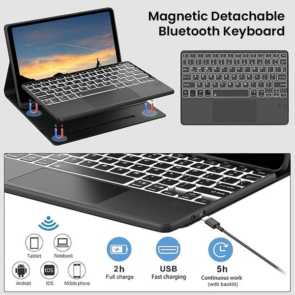 Keyboard Case for Moto Pad 60 Pro, Lenovo Idea Tab Pro 2025, Lenovo Tab P12 12.7” - 2