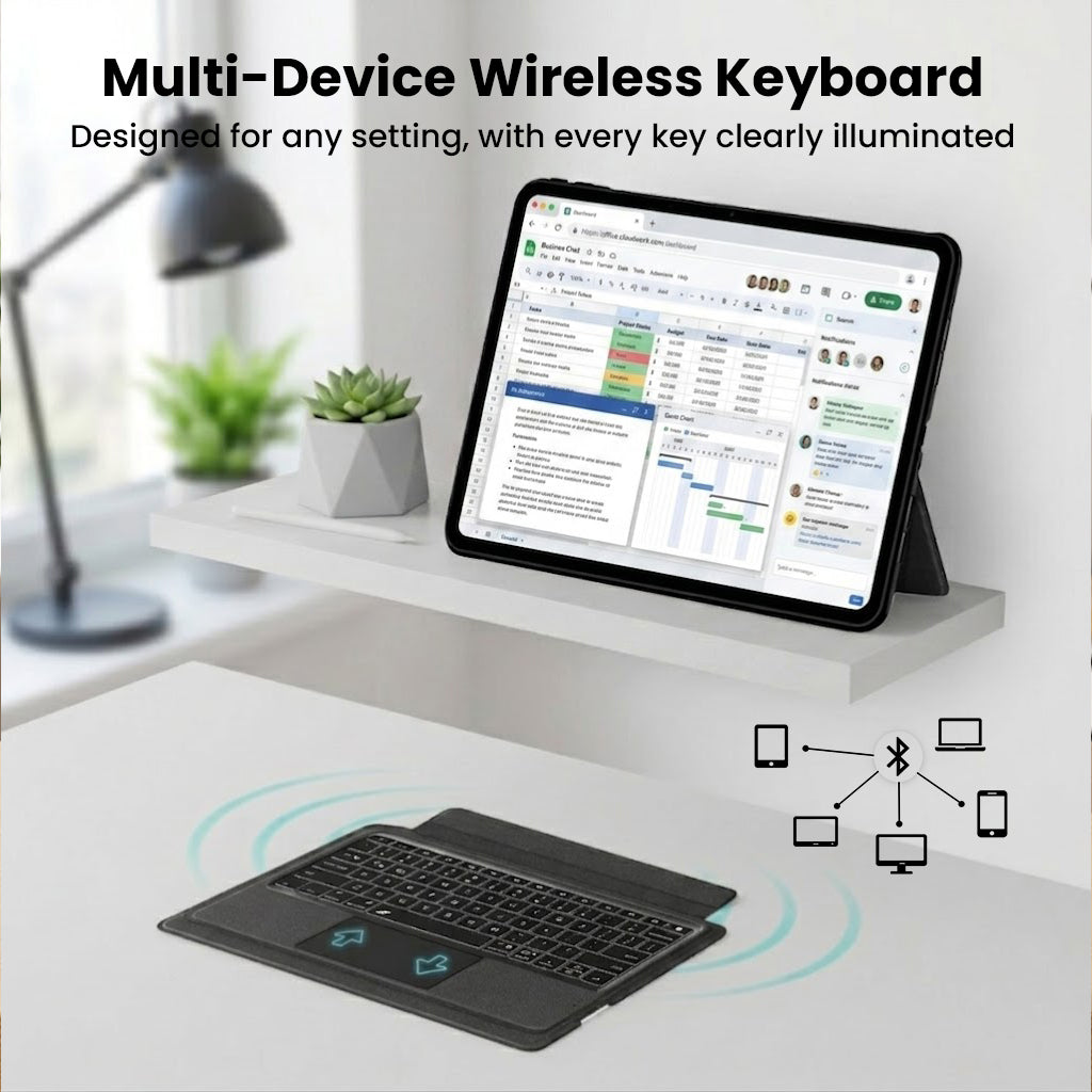 Wireless keyboard with touchpad for tablets