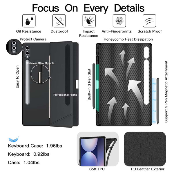 Keyboard Case for Samsung Galaxy Tab S10, S9, S8 Ultra 14.6 inch Cover - 3