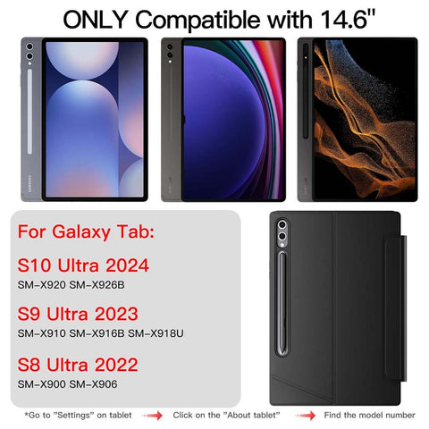 Keyboard Case for Samsung Galaxy Tab S10, S9, S8 Ultra 14.6 inch Cover - 0