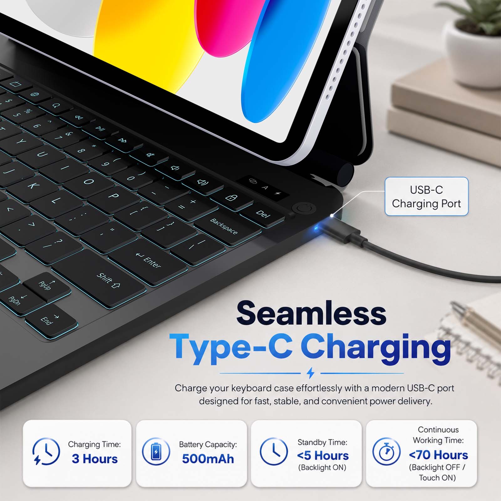 Keyboard Case for iPad A16 (11th Gen) & iPad 10th Gen Cover