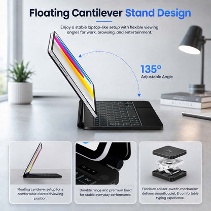 Keyboard Case for iPad A16 (11th Gen) & iPad 10th Gen Cover