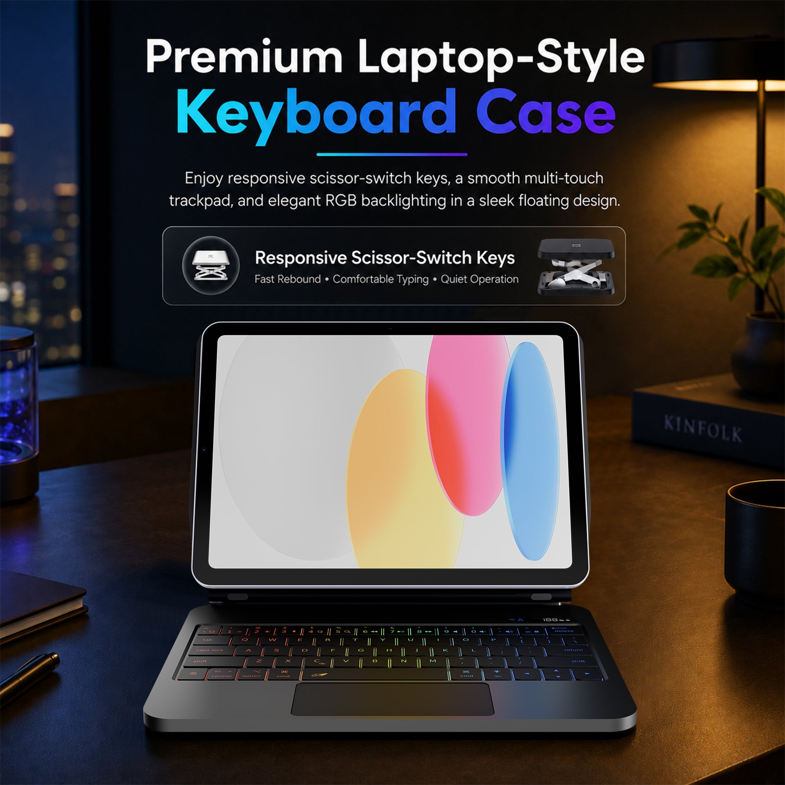 MK-209 Keyboard Case for iPad A16 (11th Gen) & iPad 10th Gen Cover