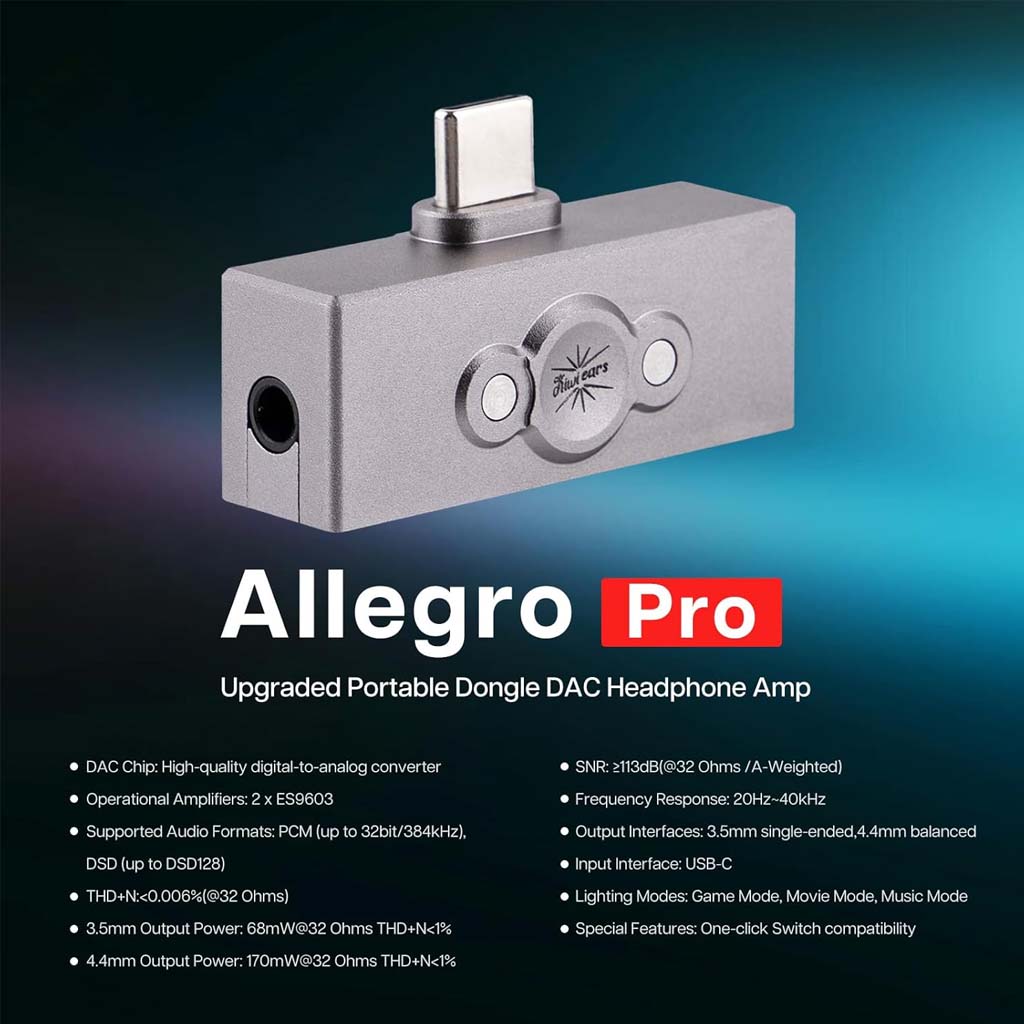 Kiwi Ears Allegro Pro Portable DAC/AMP Features