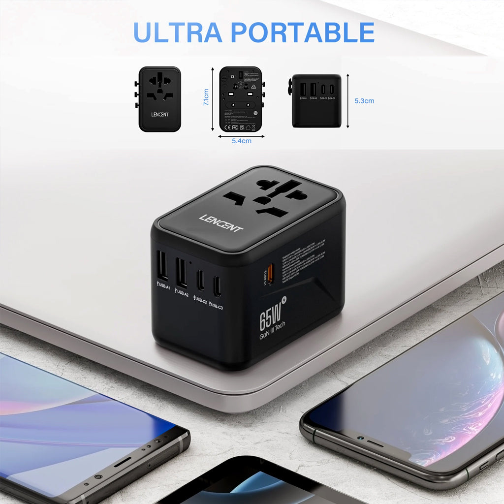 LENCENT GaN III 65W Universal Travel Adapter