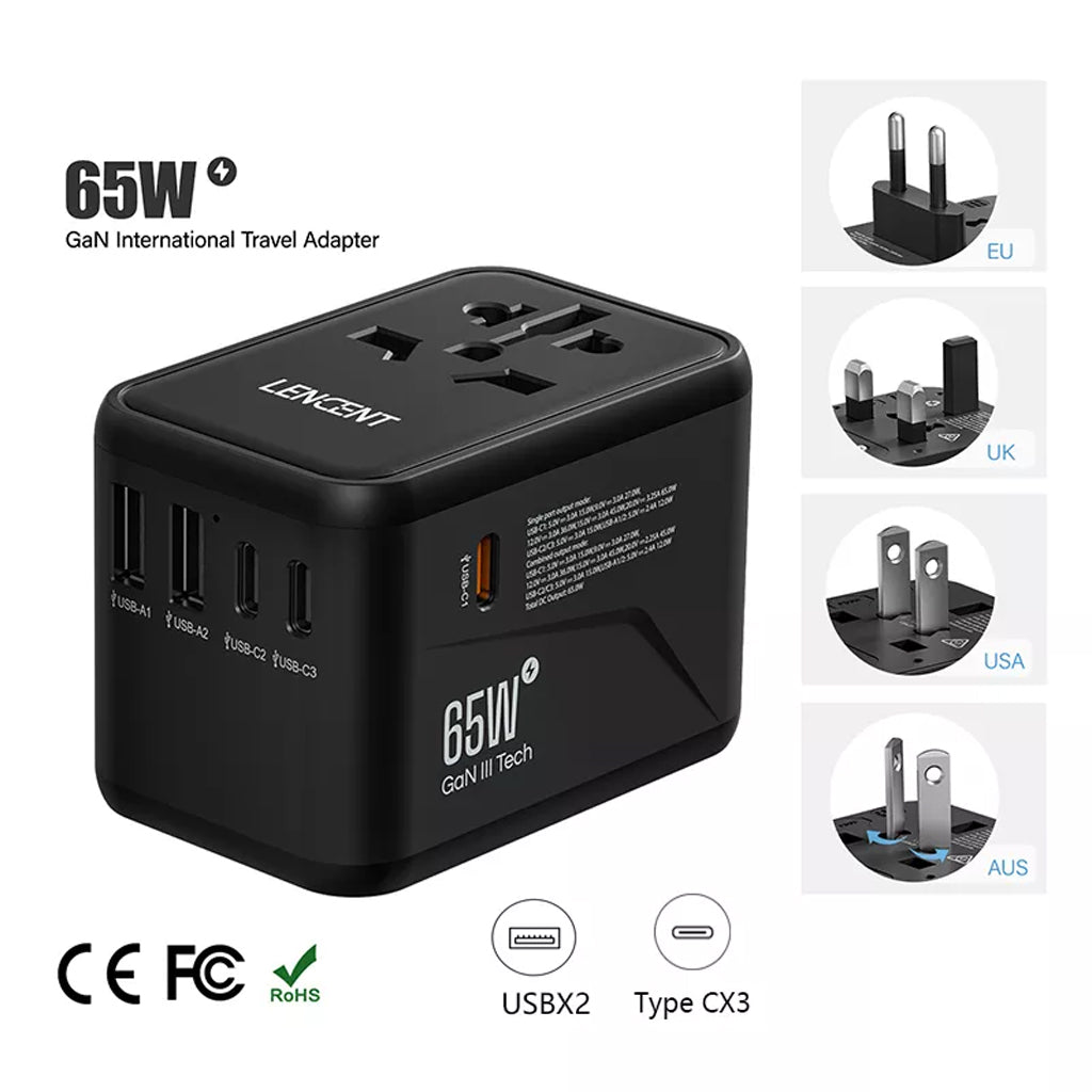 LENCENT GaN III 65W Universal Travel Adapter | Concept Kart