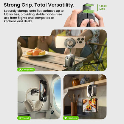 Magnetic phone stand with clamp base for desks