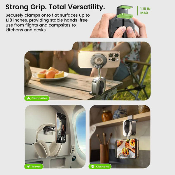 LISEN Magnetic Clamp Phone Stand 360° Rotatable Desk Mobile Holder - 6