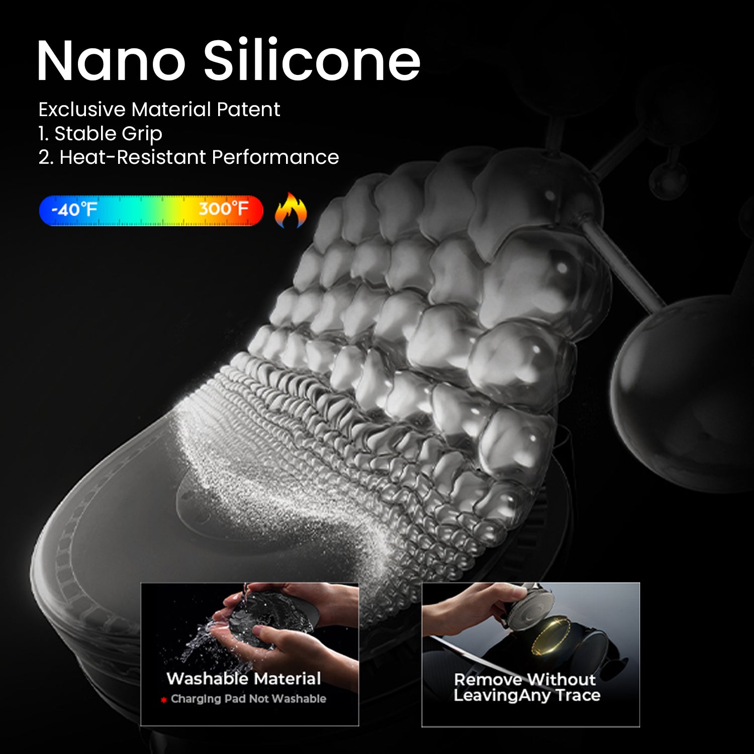 Nano Silicone Phone Holder with magnetic mount and heat-resistant silicone surface