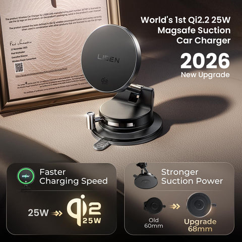 LISEN- Qi2.2 25W MagSafe Phone Holder with 54W Car Charger Adapter - 0