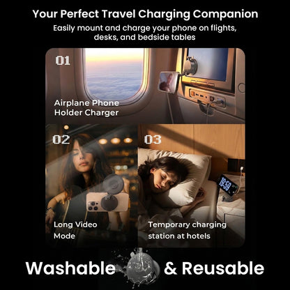 MagSafe phone holder on airplane window