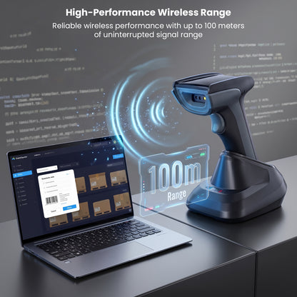 Luckydoor- DS230BT 1D & 2D 2-IN-1 Wireless Barcode Scanner with Charging Base