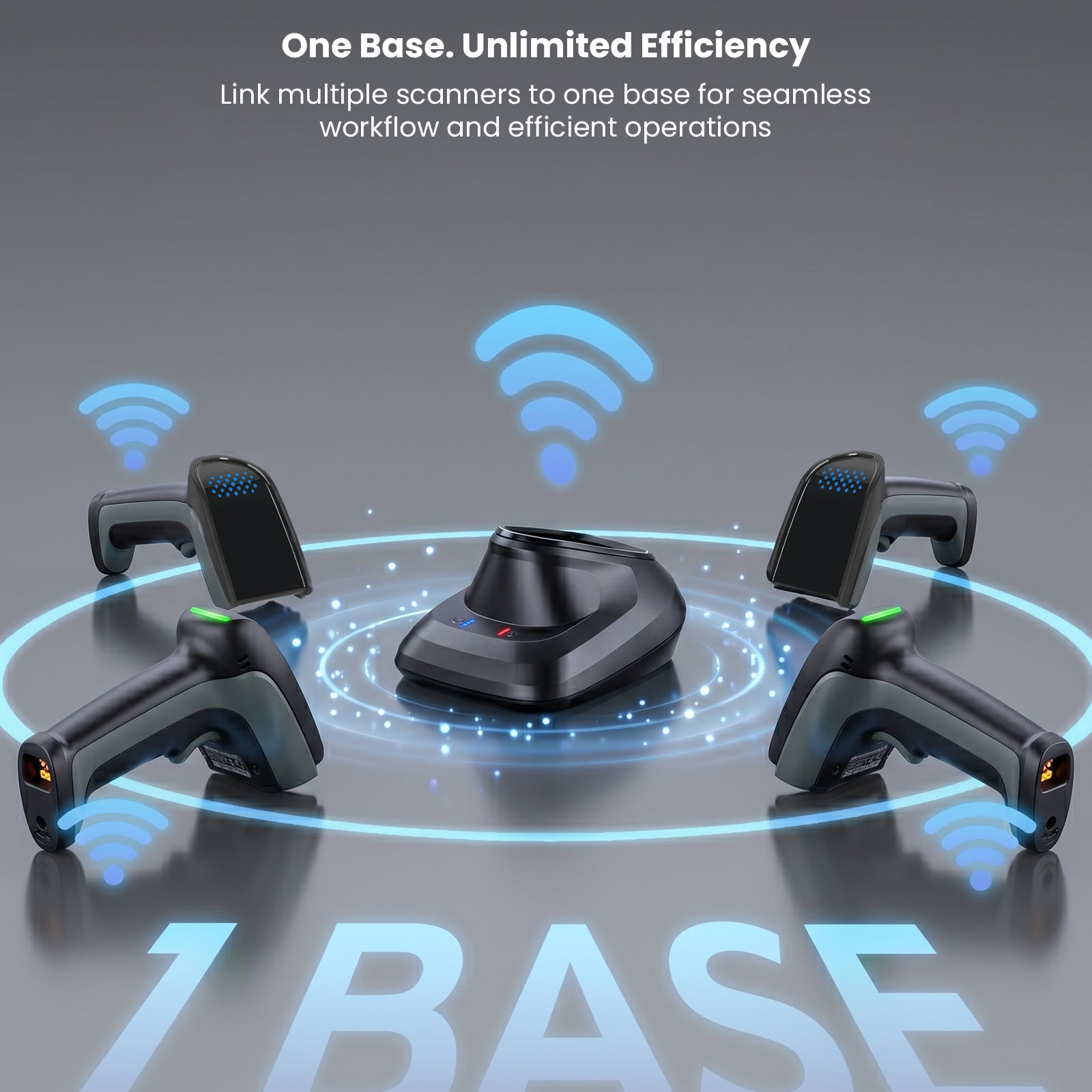 Luckydoor- DS230BT 1D & 2D 2-IN-1 Wireless Barcode Scanner with Charging Base