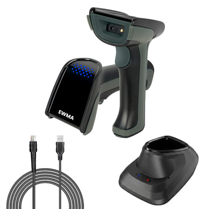Luckydoor- DS230BT 1D & 2D 2-IN-1 Wireless Barcode Scanner with Charging Base