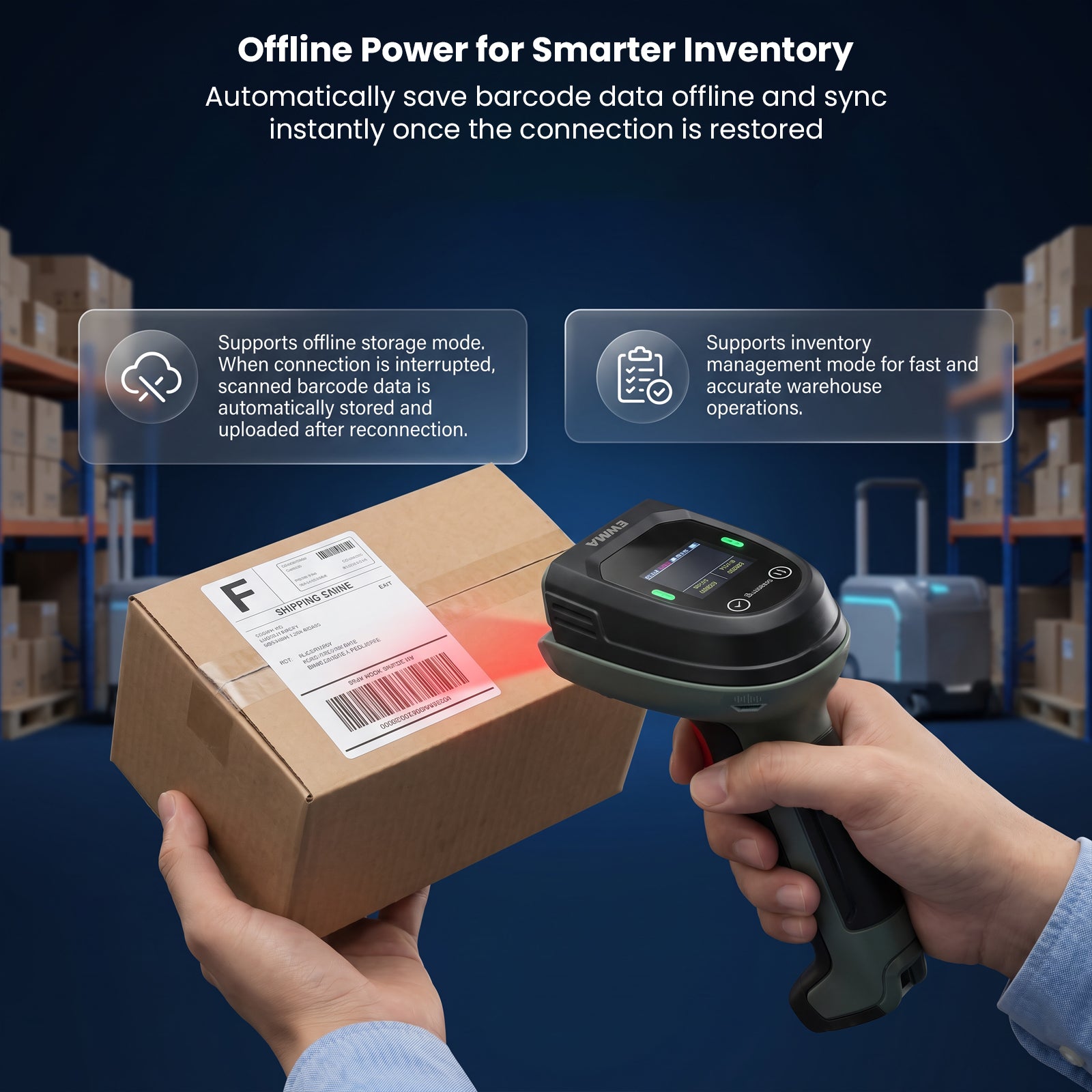 Luckydoor- DS370DT Cordless 2D Barcode Scanner with Digital Display