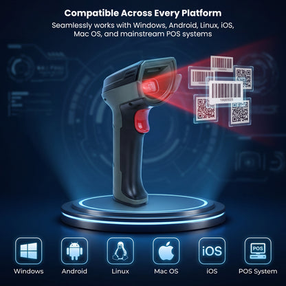 Luckydoor- DS370DT Cordless 2D Barcode Scanner with Digital Display