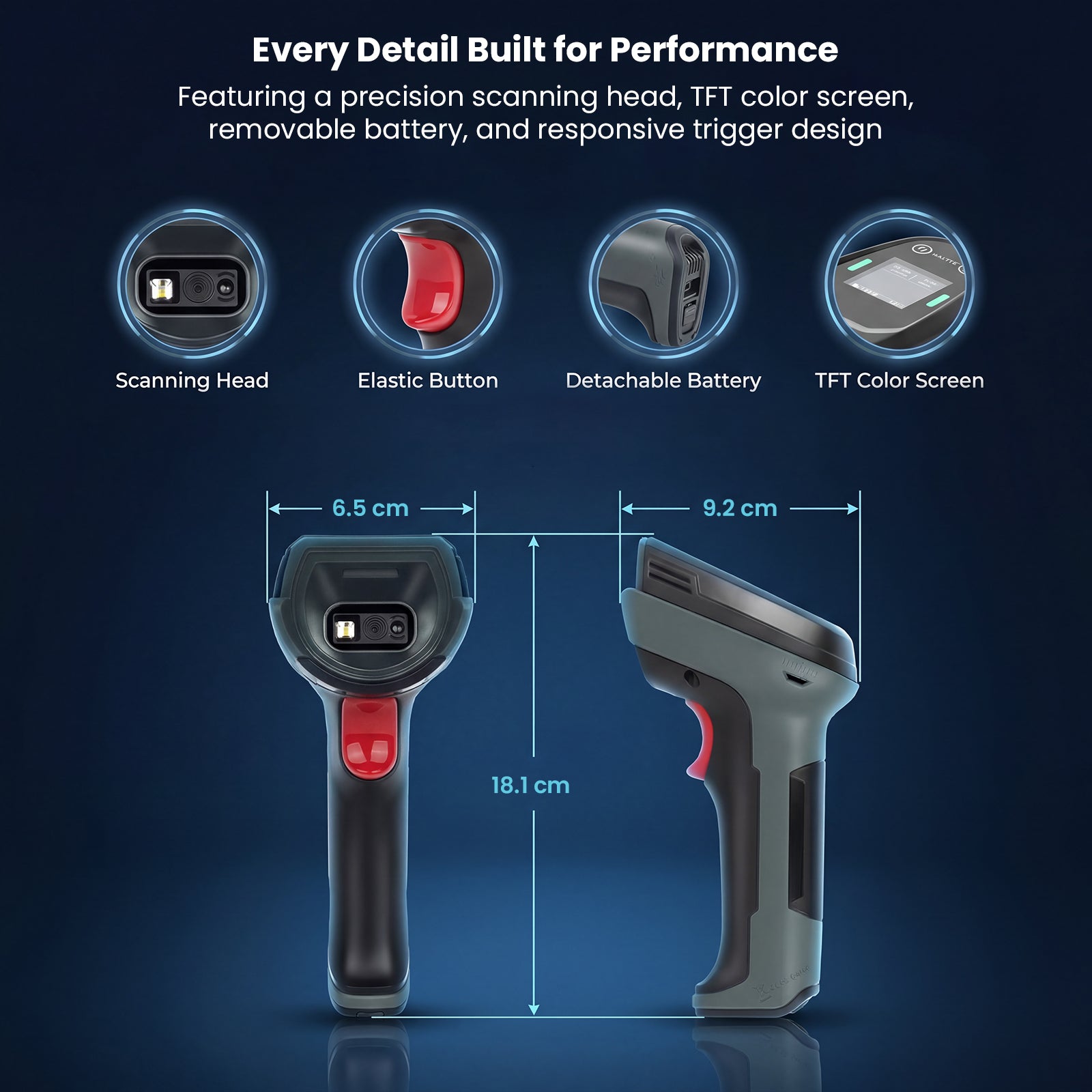 Luckydoor- DS370DT Cordless 2D Barcode Scanner with Digital Display