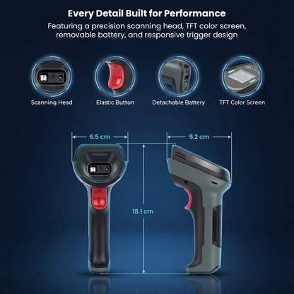 Luckydoor- DS370DT Cordless 2D Barcode Scanner with Digital Display