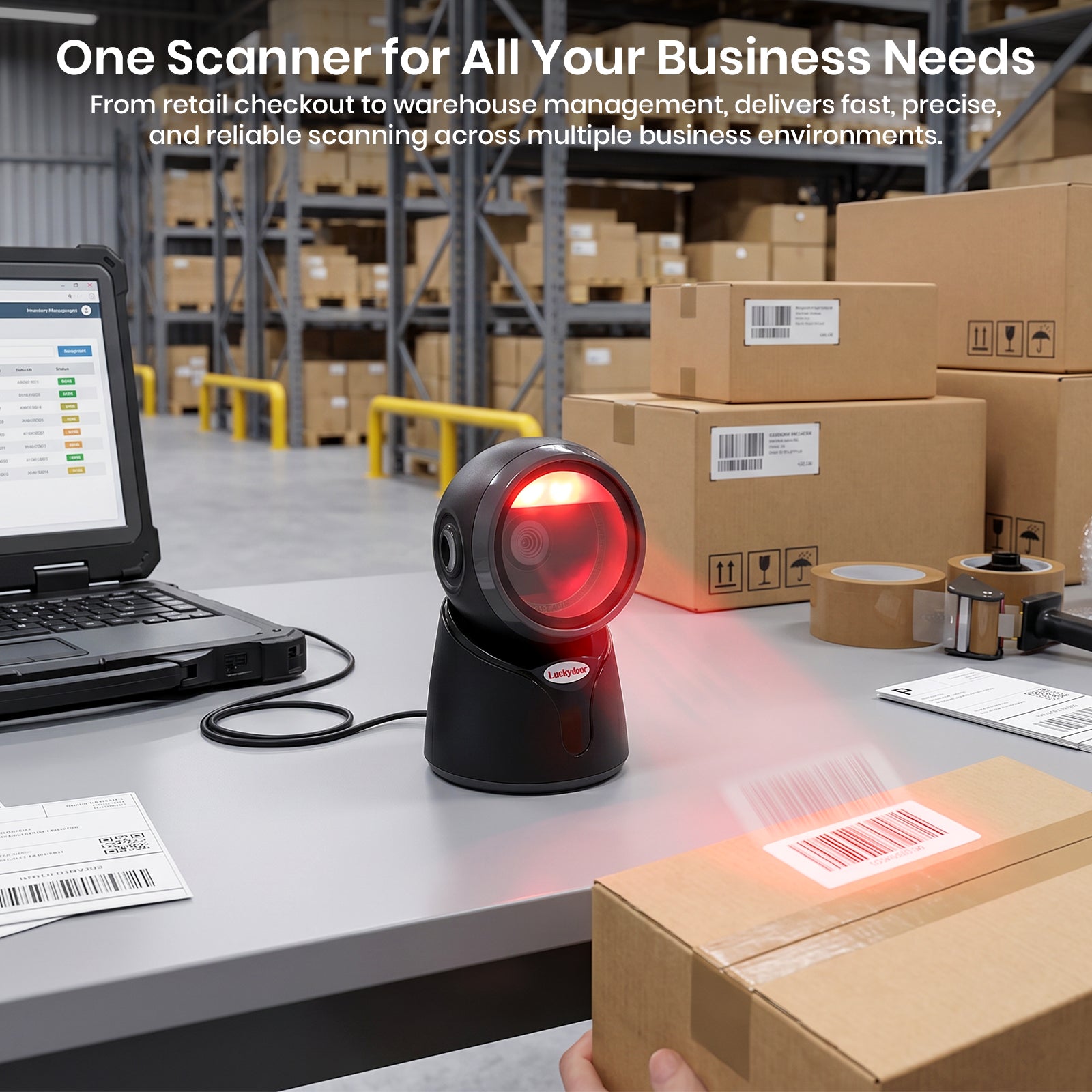 Luckydoor- 2D & 1D USB Wired Qr Code Reader Omnidirectional Barcode Scanner