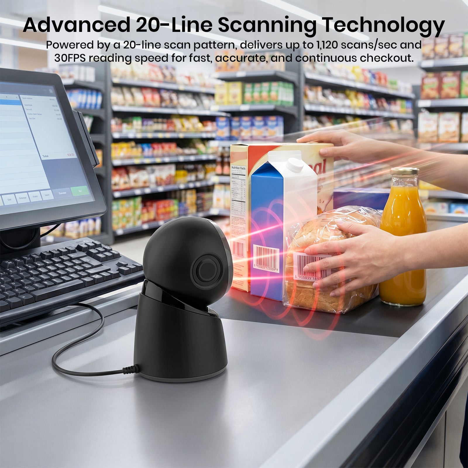 Luckydoor- 2D & 1D USB Wired Qr Code Reader Omnidirectional Barcode Scanner