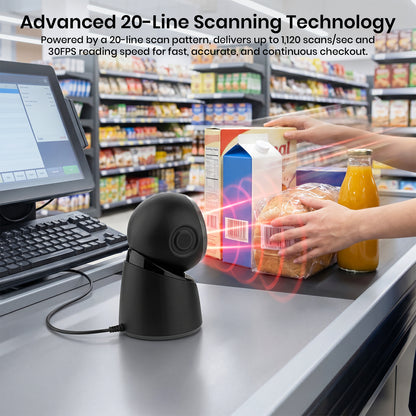Luckydoor- 2D & 1D USB Wired Qr Code Reader Omnidirectional Barcode Scanner
