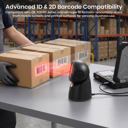 Luckydoor- 2D & 1D USB Wired Qr Code Reader Omnidirectional Barcode Scanner
