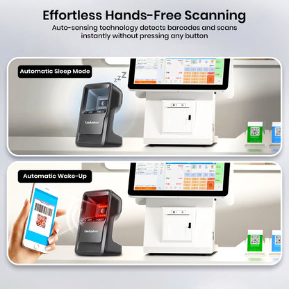 Luckydoor- 2D & 1D USB Wireless Small Square Omnidirectional Barcode Scanner