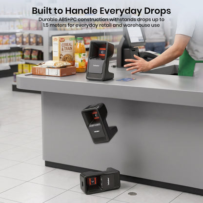 Luckydoor- 2D & 1D USB Wireless Small Square Omnidirectional Barcode Scanner