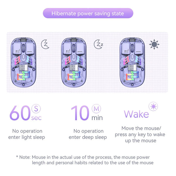 TECPHILE - M111 Transparent Dual Mode Wireless Bluetooth Mouse - 5