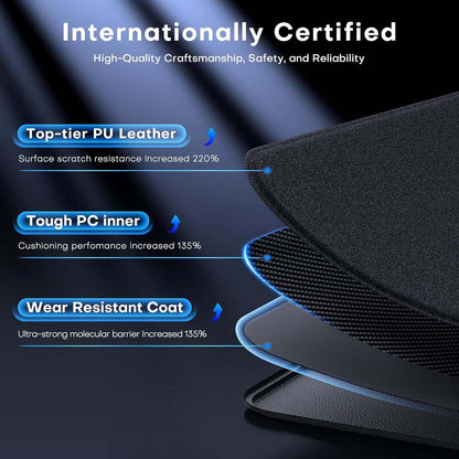 MK-10 Keyboard Case made with top-tier PU leather, tough PC inner, and wear-resistant coating for enhanced durability and protection.