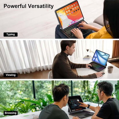 MK-10 Keyboard Case enables versatile use modes including typing, viewing, and browsing for iPad 11th Gen A16 and 10th Gen.