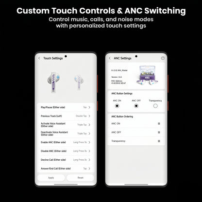 Audio control app interface with sound customization options