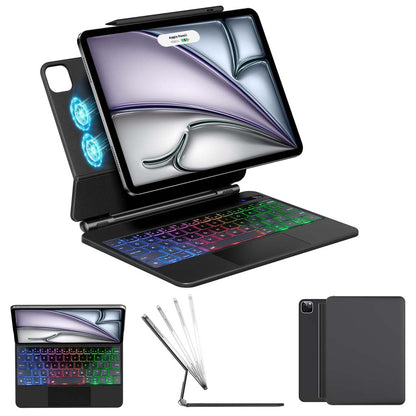 Magnetic Keyboard Case for iPad Air 11"/10.9", Pro 11" with RGB backlit keys, adjustable stand, and magnetic attachment for seamless typing.