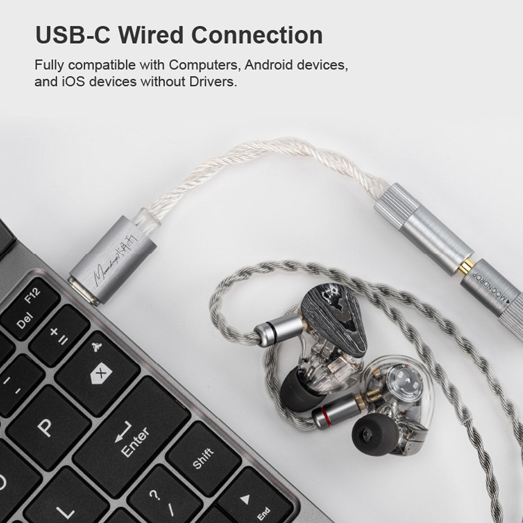 Moondrop Echo A DAC Silver- TypeC 3.5mm Female WIRED CONNECTION
