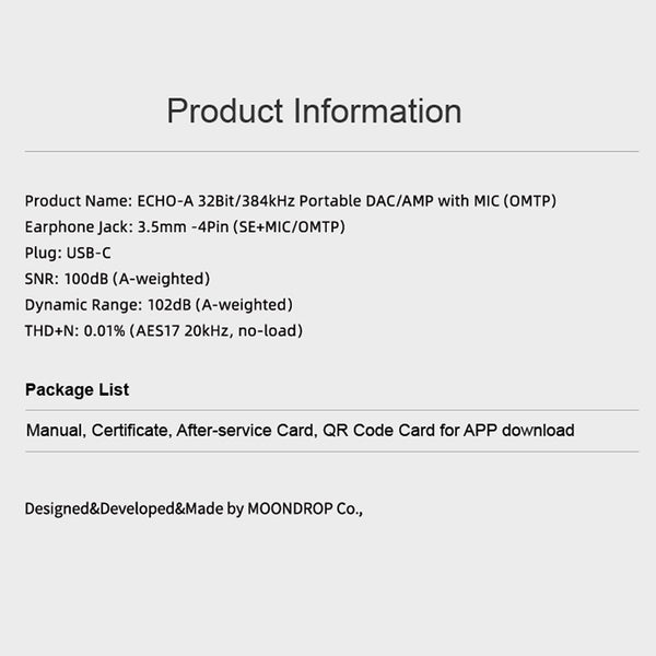 MOONDROP- ECHO-A SOC chip USB-C to 3.5mm Portable DAC & AMP - 7