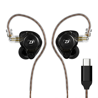 Black ND LEO in-ear monitors with copper cables and silicone ear tips