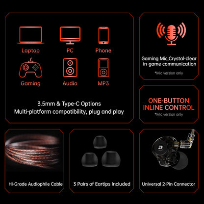 In-ear monitor with 10mm driver for gaming and audio