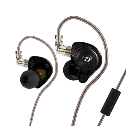 Close-up of ND LEO in-ear monitor with detachable cable